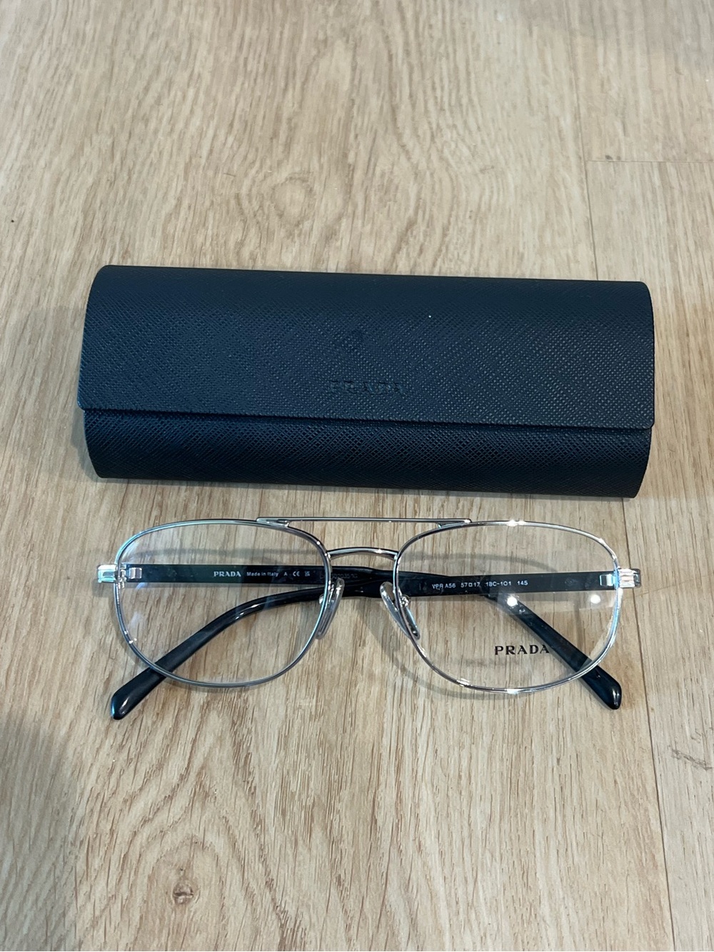 Prada Clear Lens Glasses with Logo on Lens